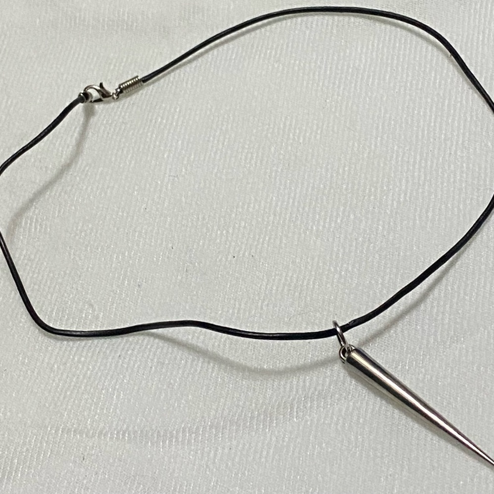 Black Cord Necklace with Silver Pendant